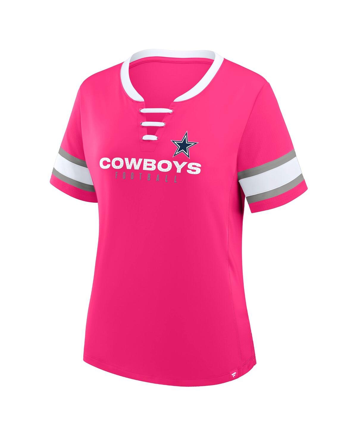 Fanatics Women's Pink Dallas Cowboys Redzone Draw Play Athena Lace-up T-shirt In Pink