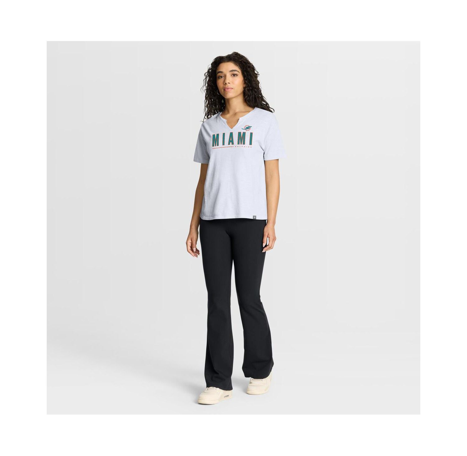 Women's White Miami Dolphins Redzone Slub Boxy T-Shirt