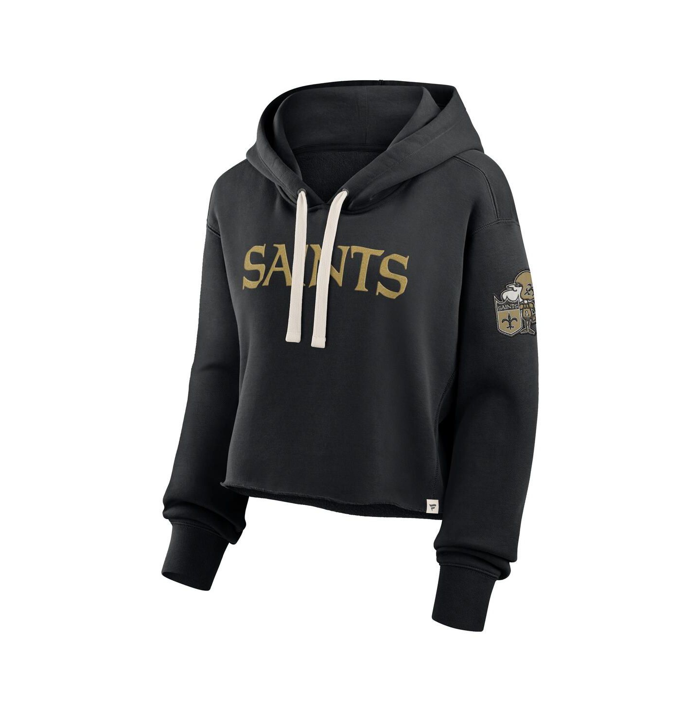 Женское худи Fanatics Black New Orleans Saints Oversized Hometown Heritage Cropped — фото 2