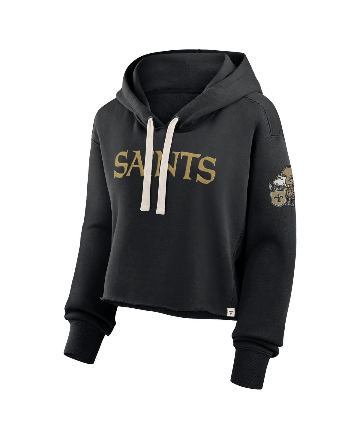 Fanatics Women's Black New Orleans Saints Oversized Hometown Heritage Cropped Hoodie In Black
