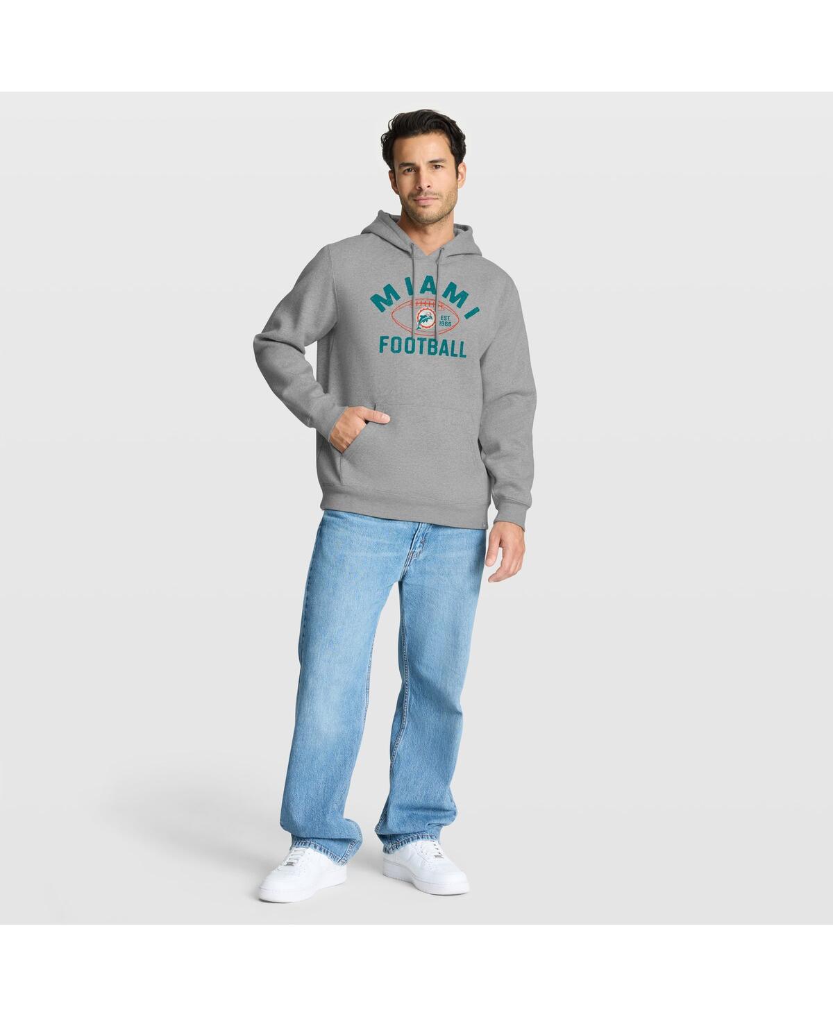 Fanatics Men's Heather Gray Miami Dolphins Fumblerooski Legacy Pullover Hoodie
