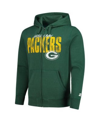 Men's Green Green Bay Packers Distressed Classic Full-Zip Hoodie