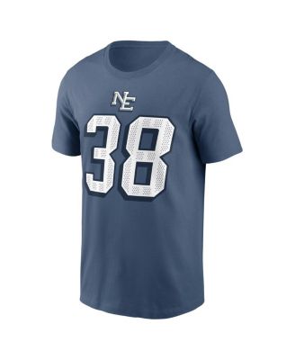 Men's Rhamondre Stevenson Storm Blue New England Patriots 2025 Rivalries Collection Player Name Number T-Shirt