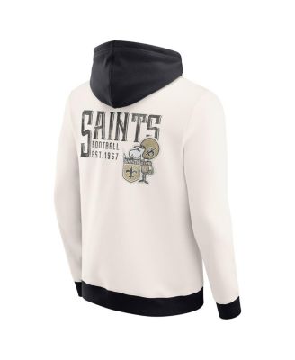 Darius Rucker Collection by Men's Cream New Orleans Saints Distressed Graphics Full-Zip Hoodie