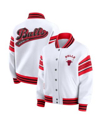 WEAR by Erin Andrews - Women's White Chicago Bulls Snap Front Fleece Sweatshirt