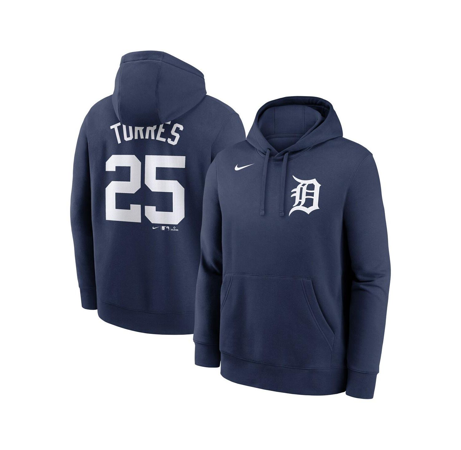 Men's Gleyber Torres Navy Detroit Tigers Player Name & Number Club Fleece Pullover Hoodie