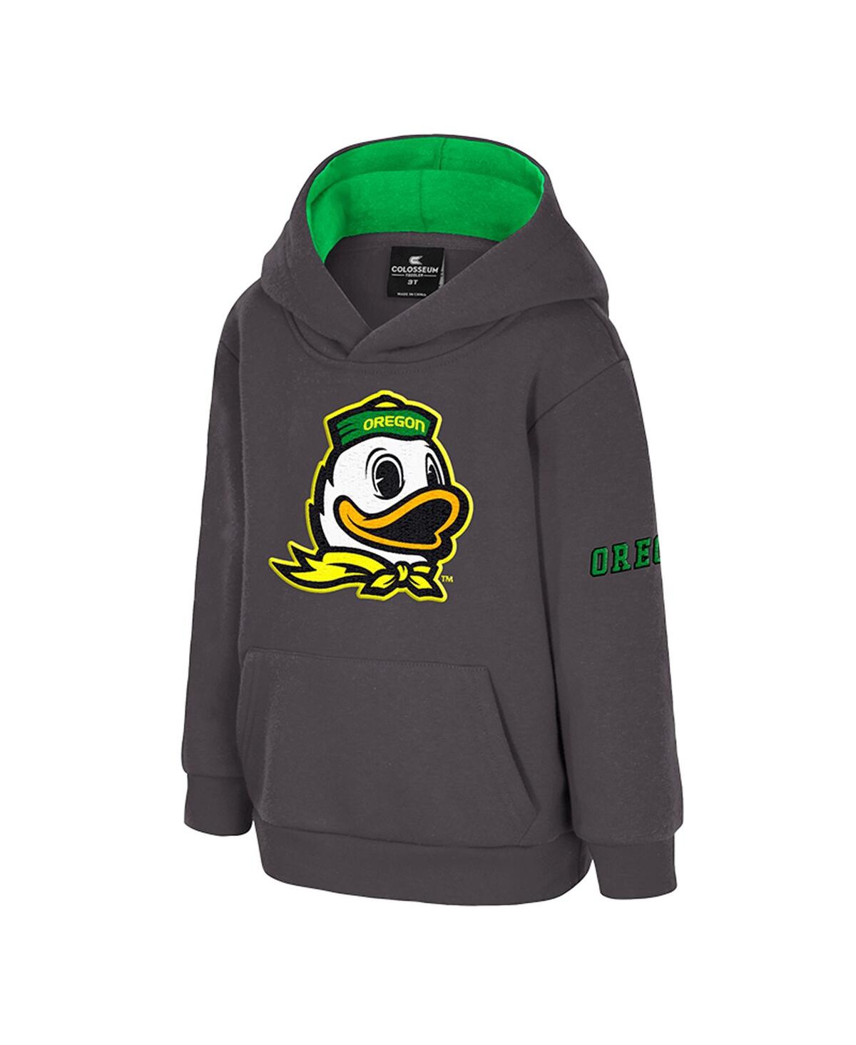 Colosseum Toddler Charcoal Oregon Ducks Big Logo Volume Fleece Pullover Hoodie In Black