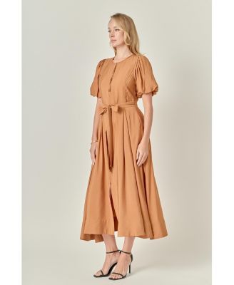 Women's Puff Sleeve Midi Dress