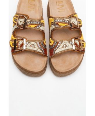 Bobby Beaded Straw Platform Slide Sandal (Women)