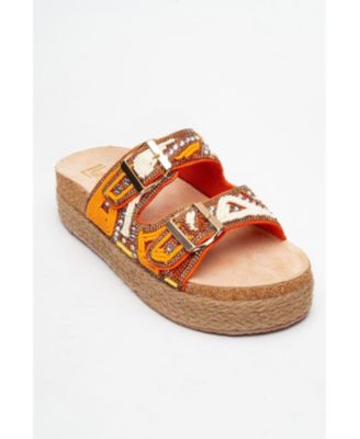 Bobby Beaded Straw Platform Slide Sandal (Women)