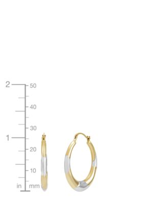 Polished Round Back to Back Rhodium Hoop Earrings in 10K Yellow Gold