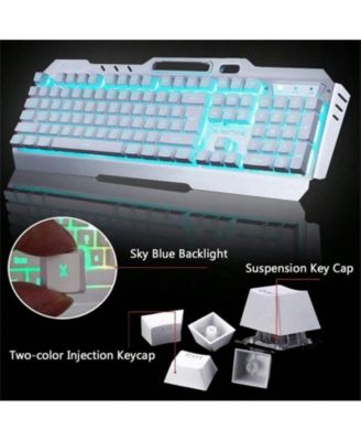 Wireless Gaming Keyboard and Mouse Combo - Backlit Keyboard with Rechargeable 3000mAh Battery,Removable Wrist Rest and  7 Color Mute Mouse