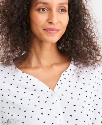 Women's Printed 3/4-Sleeve Henley Top, Macy's Exclusive