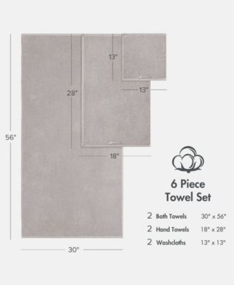 Diagonal Ribbed Cotton 6-Pc. Towel Set