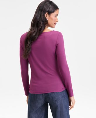 Women's Long-Sleeve Boat-Neck Knit Top, Macy's Exclusive