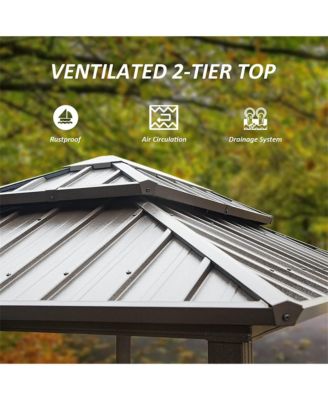 8.1-ft x 5.97-ft Grill Gazebo Gray Grill Gazebo with Hardtop Roof