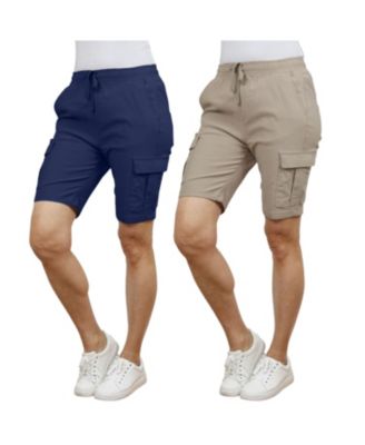 Women's Loose Fit Super Flex Stretch Cargo Jogger Shorts-2 Pack