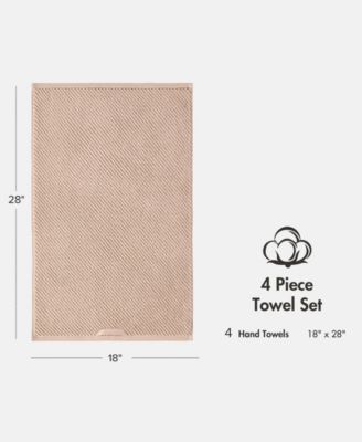 Diagonal Ribbed Cotton 4-Pc. Hand Towel Set