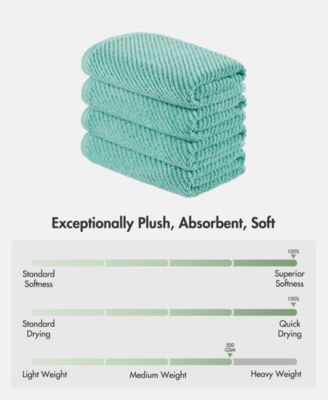 Diagonal Ribbed Cotton 4-Pc. Hand Towel Set