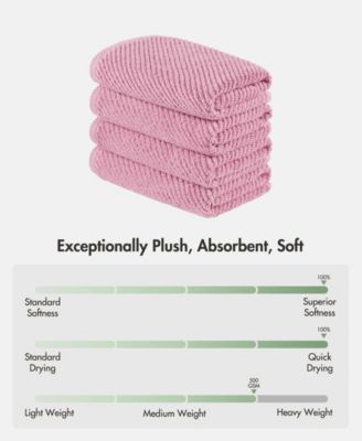 Diagonal Ribbed Cotton 4-Pc. Hand Towel Set