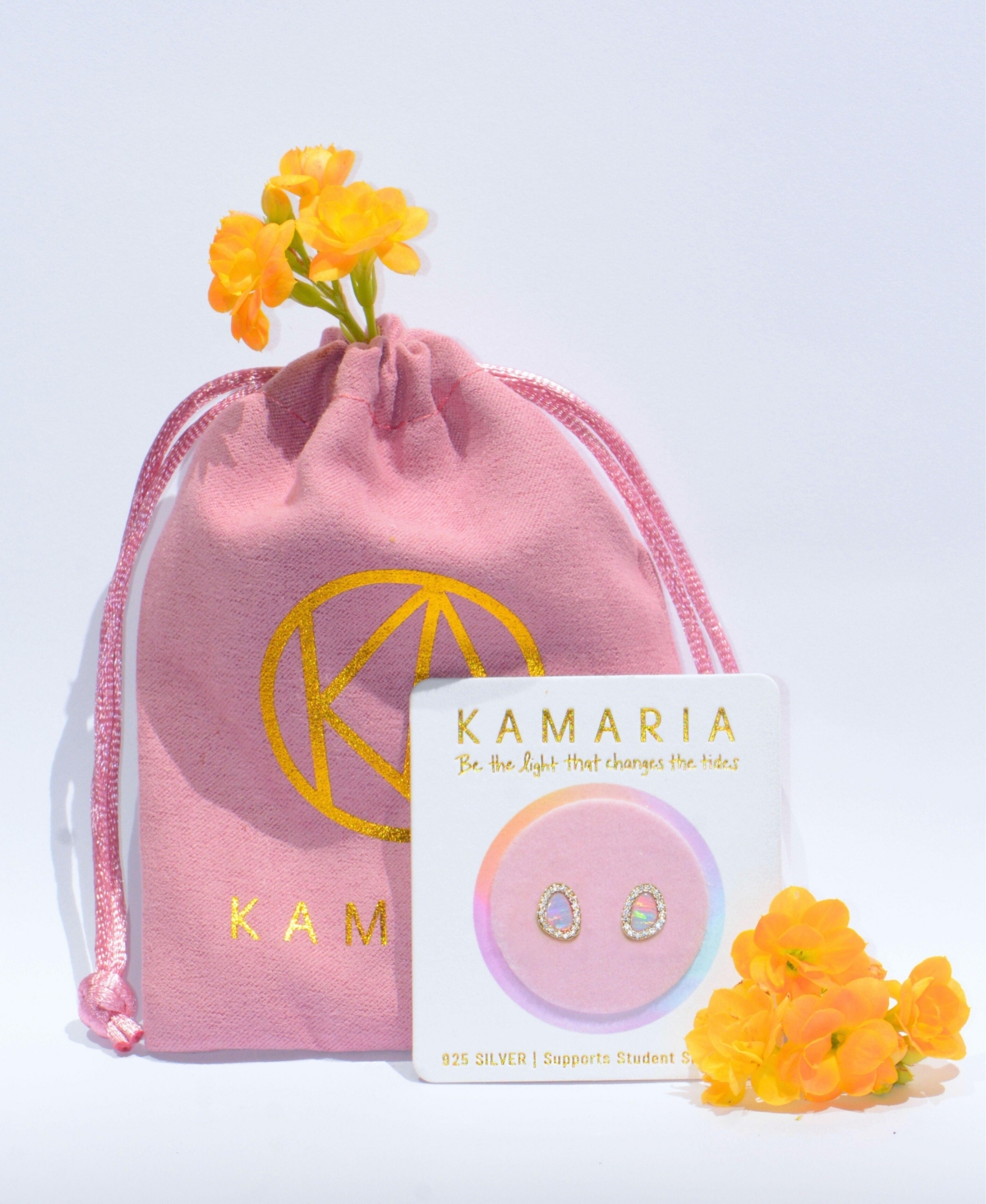 Kamaria Pebble Stud Earrings With Lab-grown Opal In 14k Gold Plated Sterling Silver