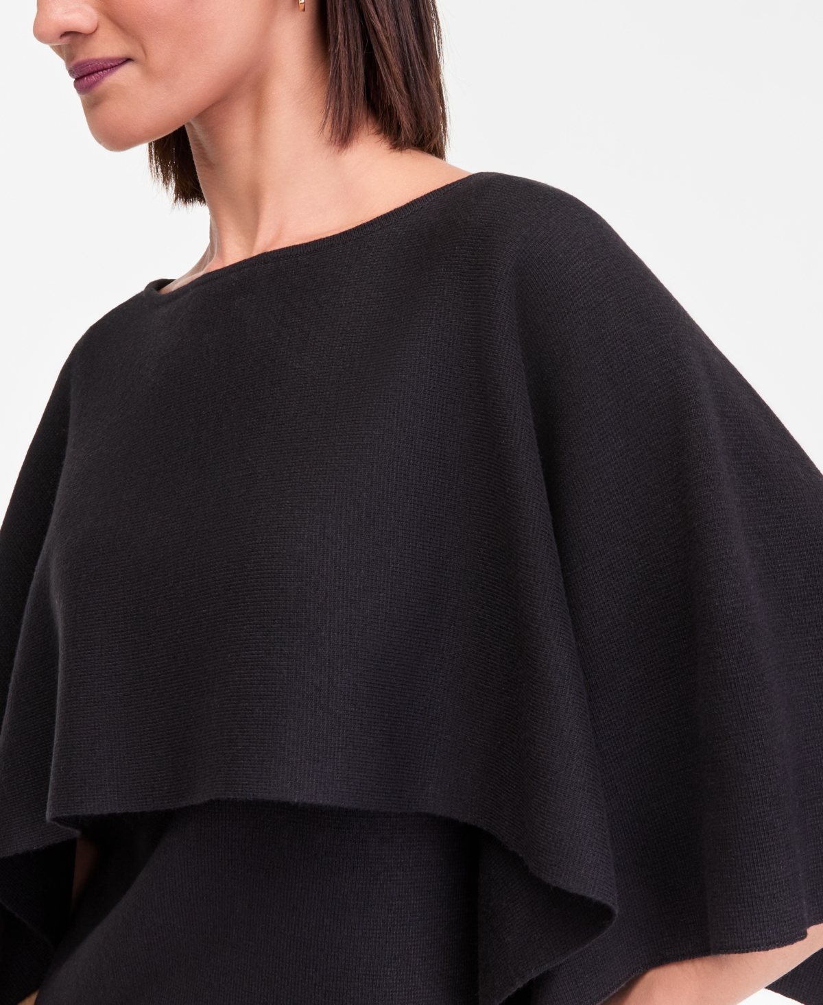I.n.c. International Concepts Women's Asymmetrical Cape Overlay Sweater, Macy's Exclusive
