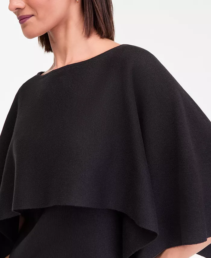 Women's Asymmetrical Cape Overlay Sweater - thumbnail 3