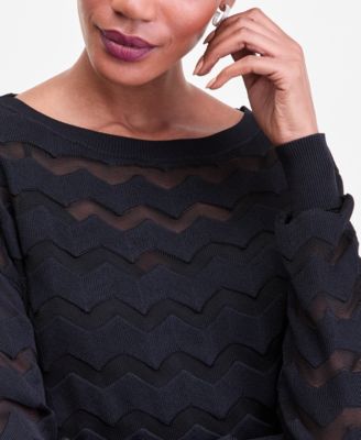 Women's Chevron Stitch Boat-Neck Sweater, Macy's Exclusive