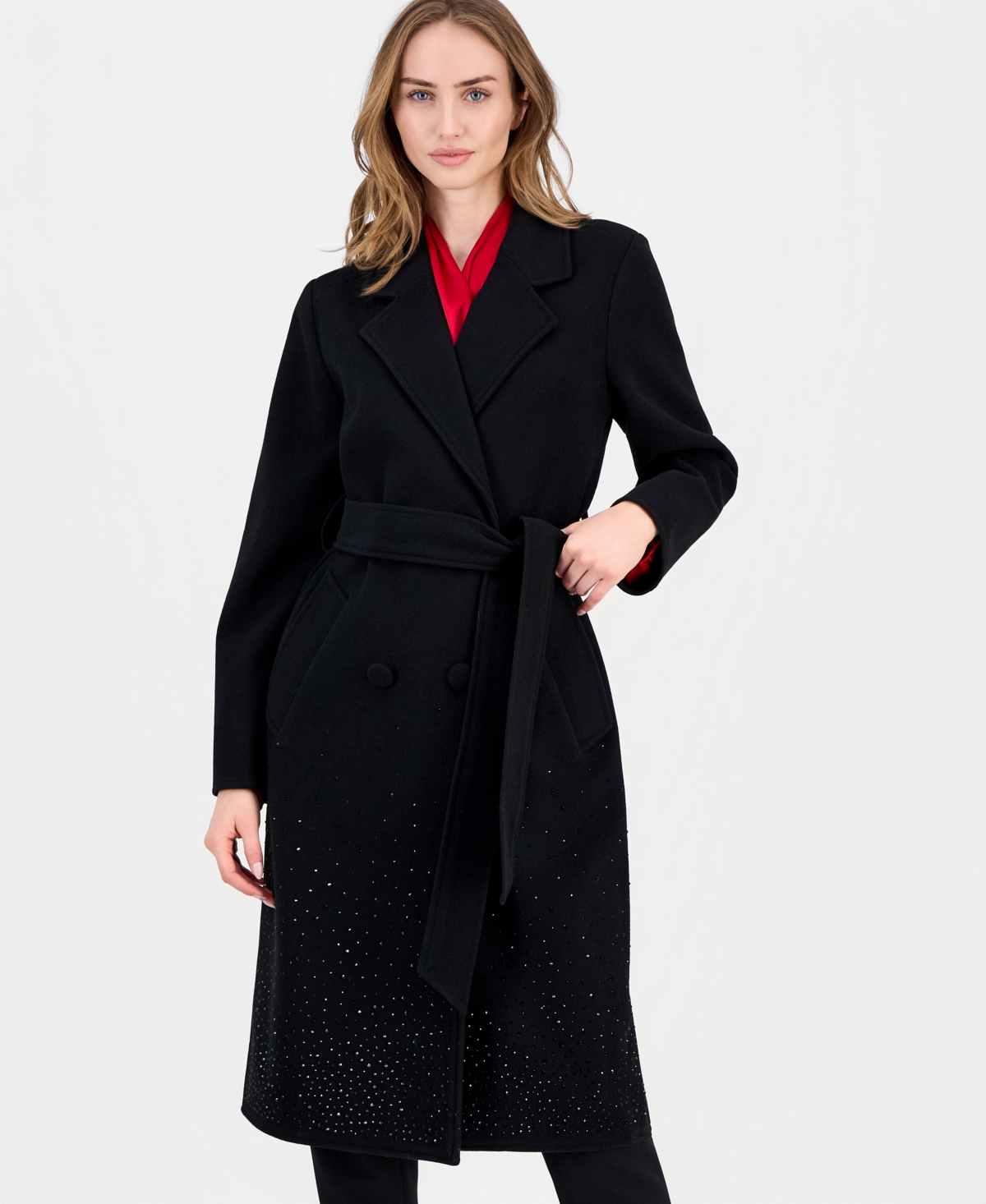 T Tahari Women's Double-Breasted Embellished Coat