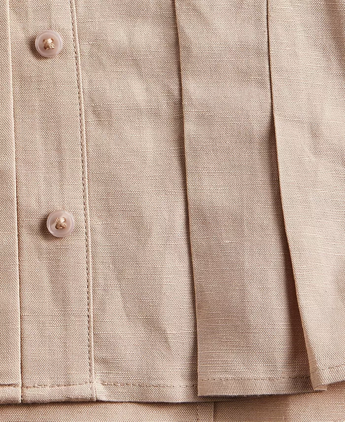 Women's Sleeveless Collared Linen Button-Down Shirt - thumbnail 4