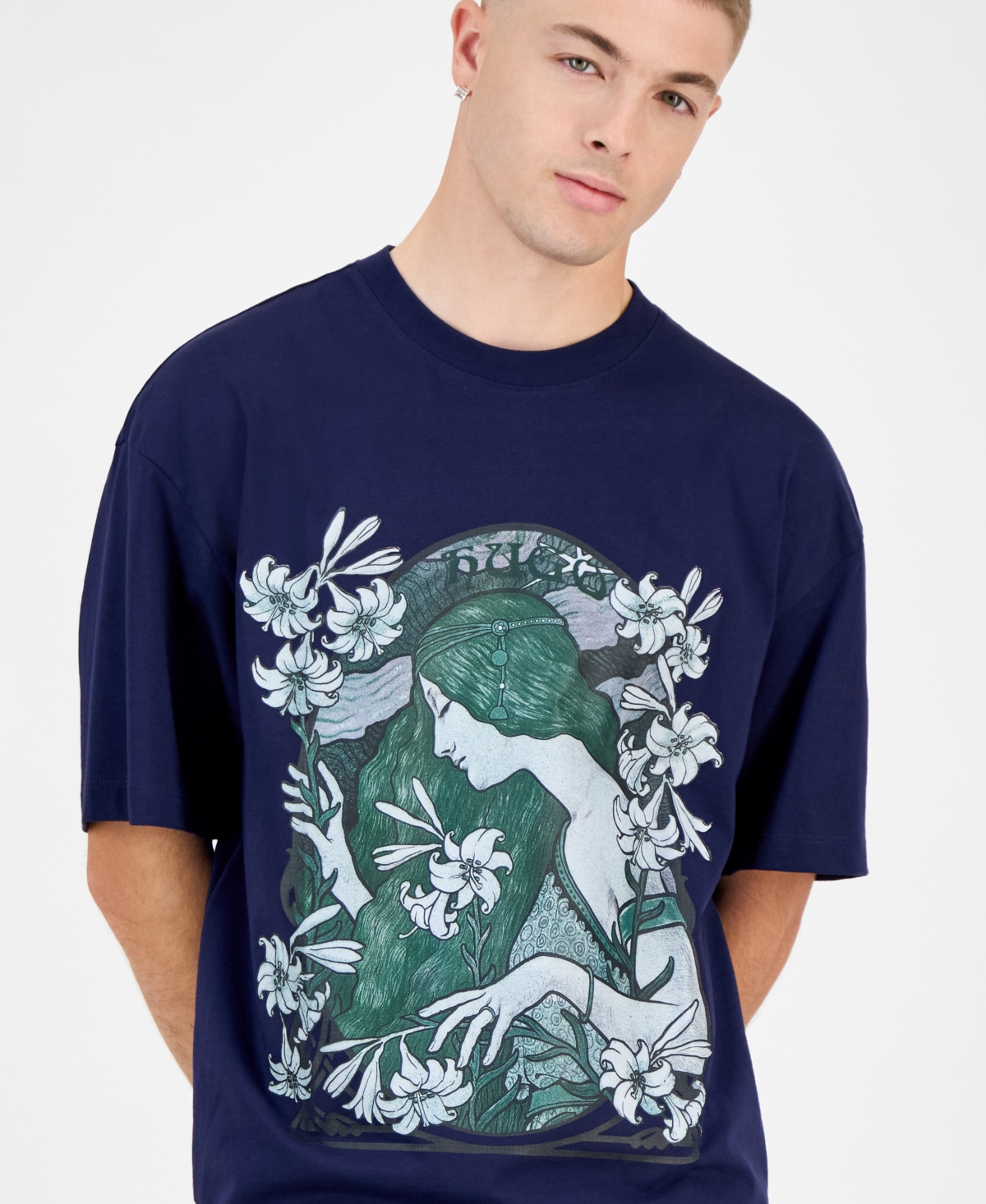 Hugo Boss Men's Difluro Oversized Short Sleeve Crewneck Graphic T-Shirt