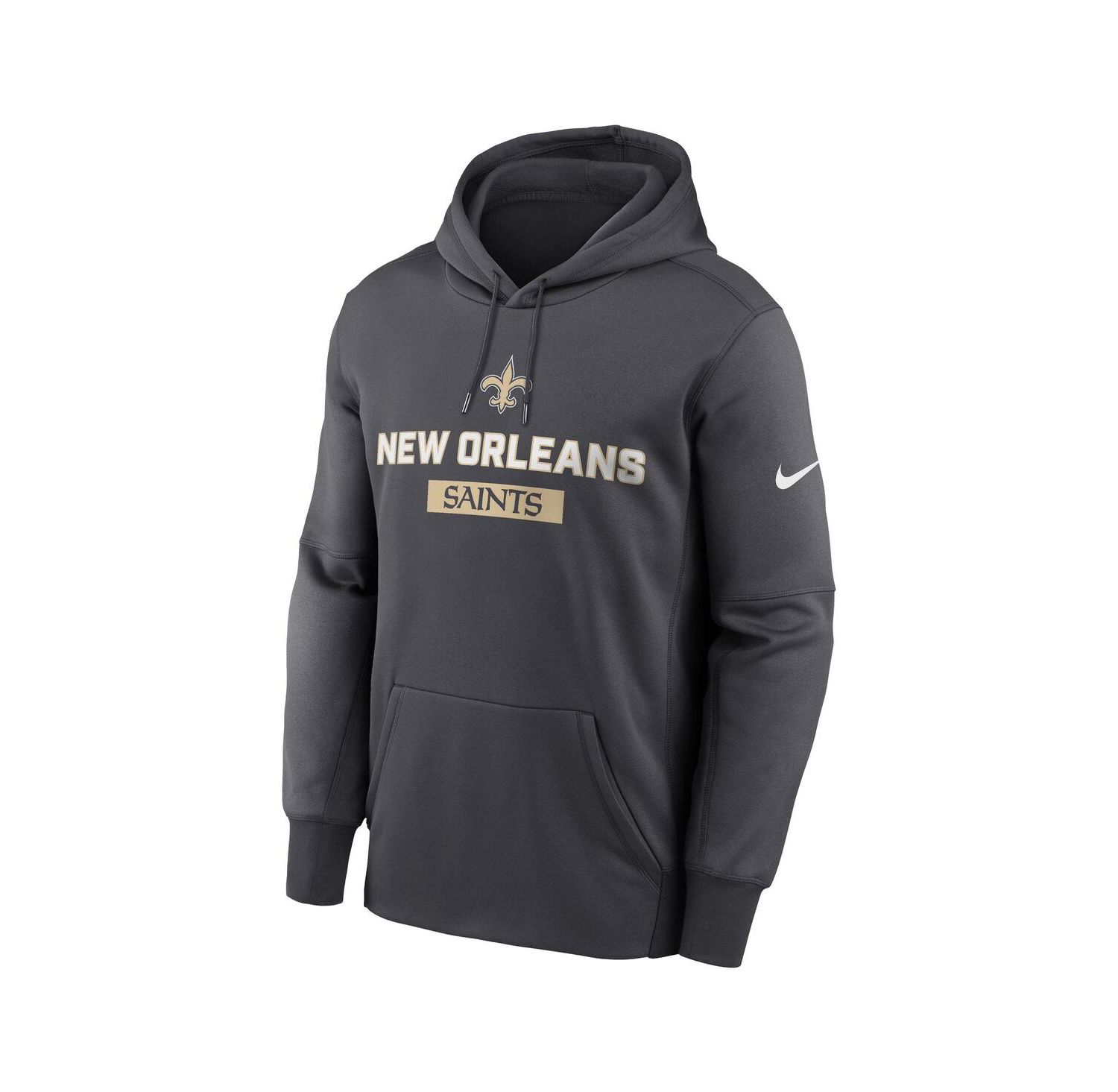 Men's Anthracite New Orleans Saints Toss Sweep Performance Pullover Hoodie