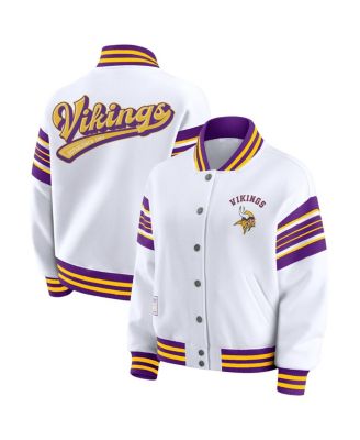 WEAR by Erin Andrews - Women's White Minnesota Vikings Full-Snap Fleece Sweatshirt Jacket