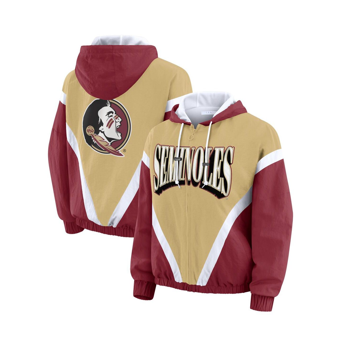 Женские худи WEAR by Erin Andrews Gold/Garnet Florida State Seminoles Color Block Full-Zip Windbreaker Jacket — фото 1