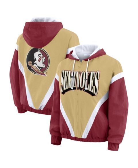 Женские худи WEAR by Erin Andrews Women's Gold/Garnet Florida State Seminoles Color Block Full-Zip Windbreaker Jacket