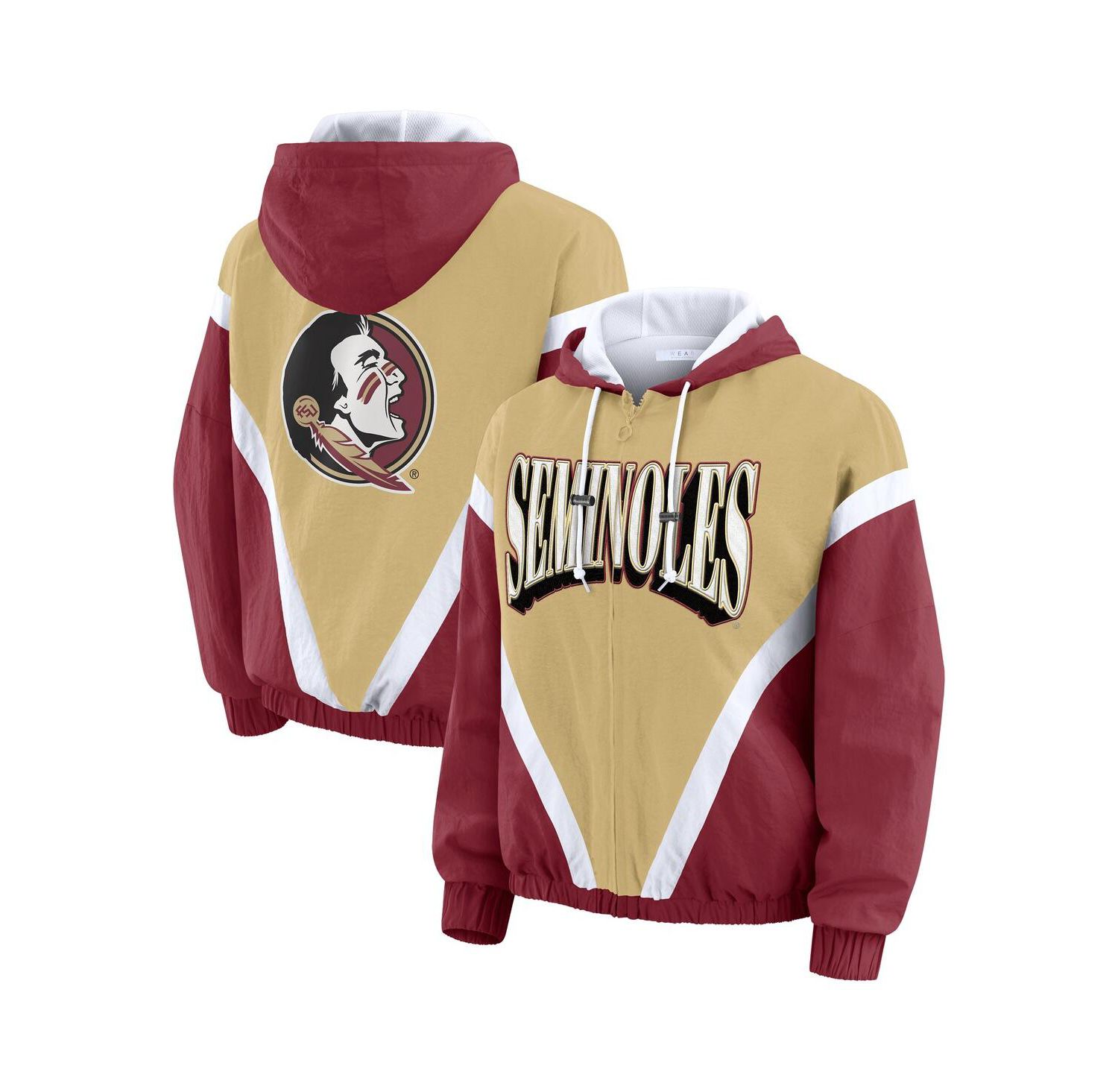 Women's Gold/Garnet Florida State Seminoles Color Block Full-Zip Hoodie Windbreaker Jacket