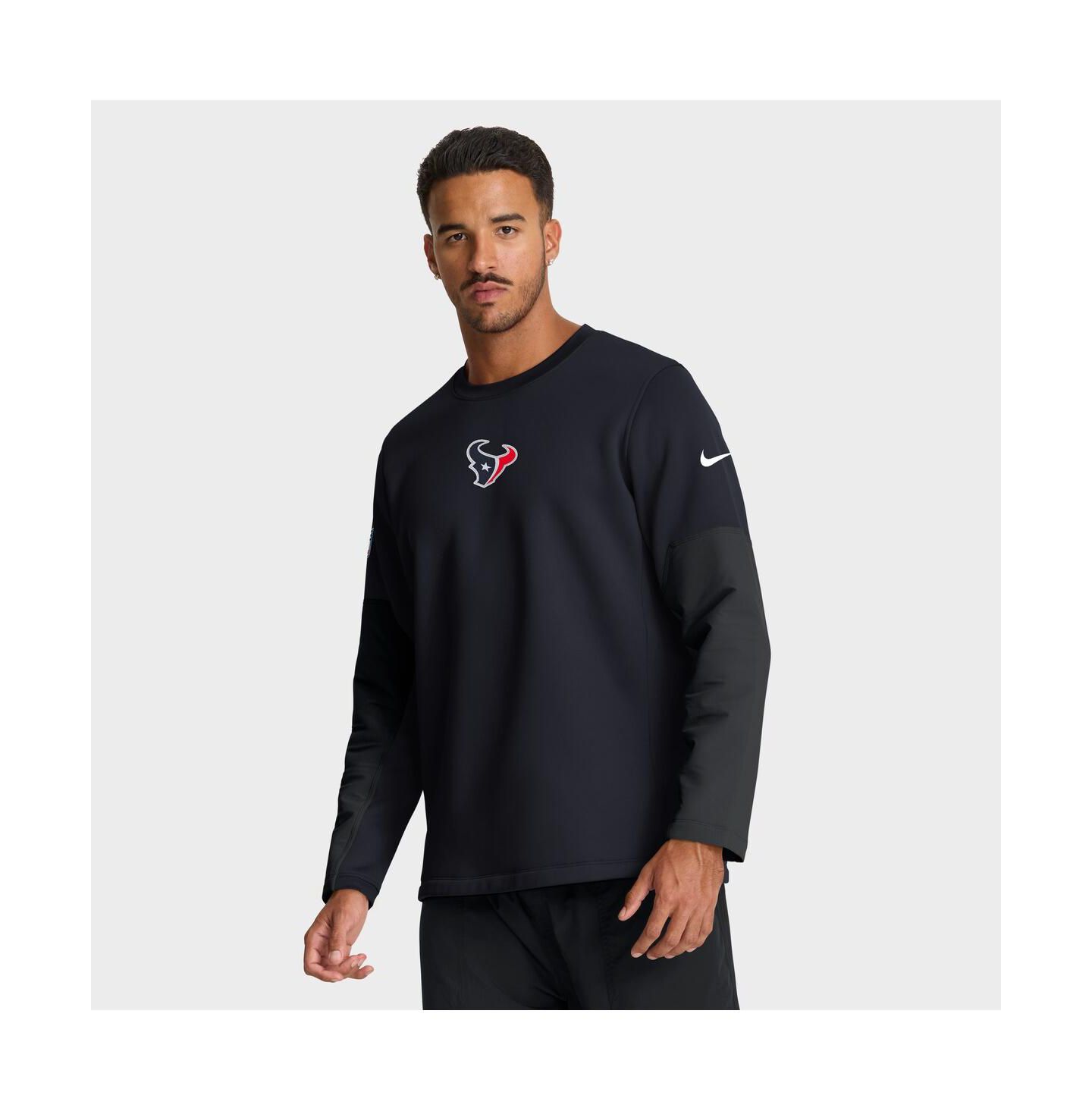 Мужская футболка Nike Navy Houston Texans Sideline Coach Therma-FIT Long Sleeve — фото 1