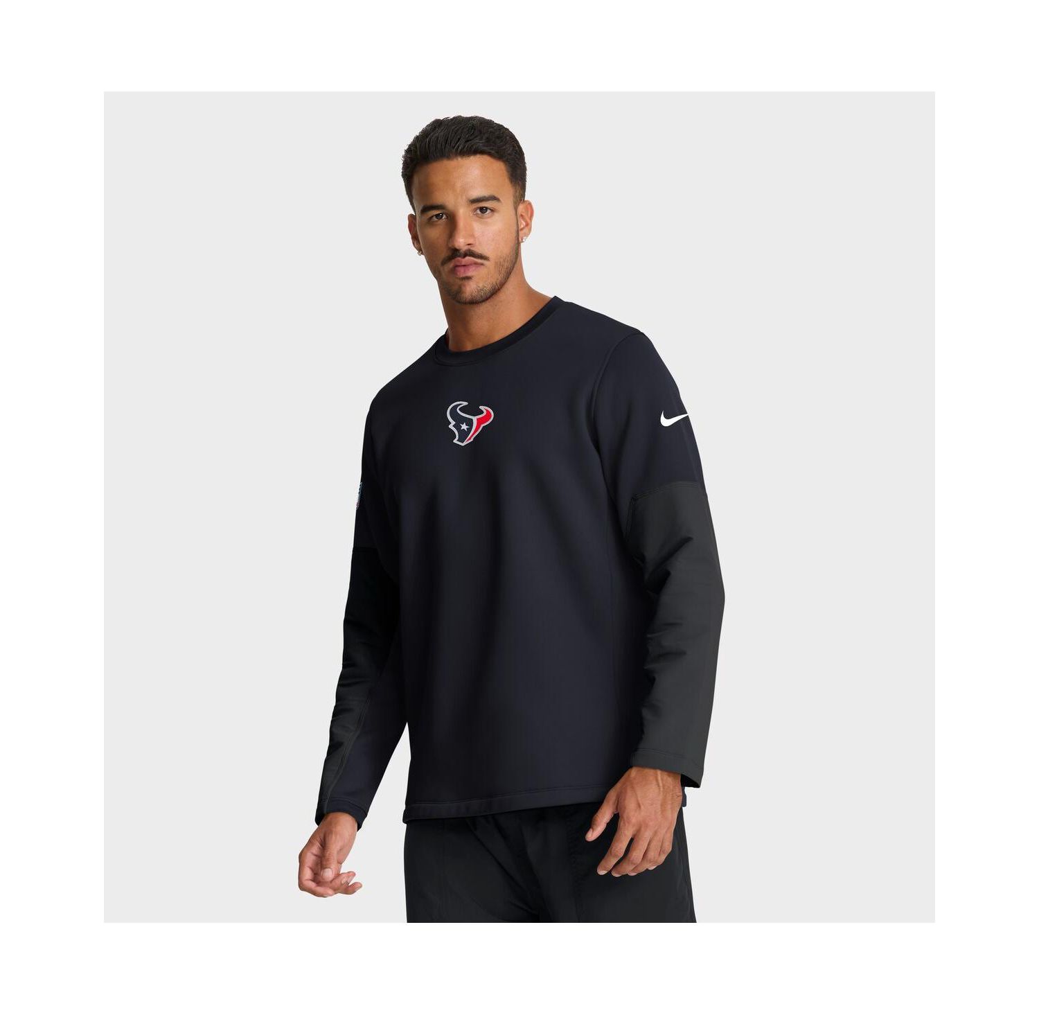 Men's Navy Houston Texans Sideline Coach Therma-FIT Long Sleeve T-Shirt