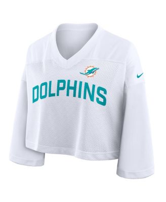 Women's White Miami Dolphins Primetime Cropped Mesh Dri-FIT Fashion Jersey