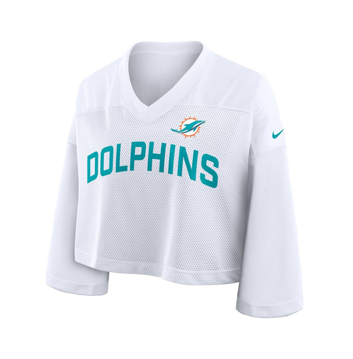 Женское джерси Nike Women's White Miami Dolphins Primetime Cropped Mesh Dri-FIT Fashion Jersey — фото 2