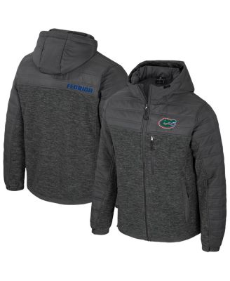 Colosseum - Men's Charcoal Florida Gators Nightman Full-Zip Hoodie Puffer Jacket