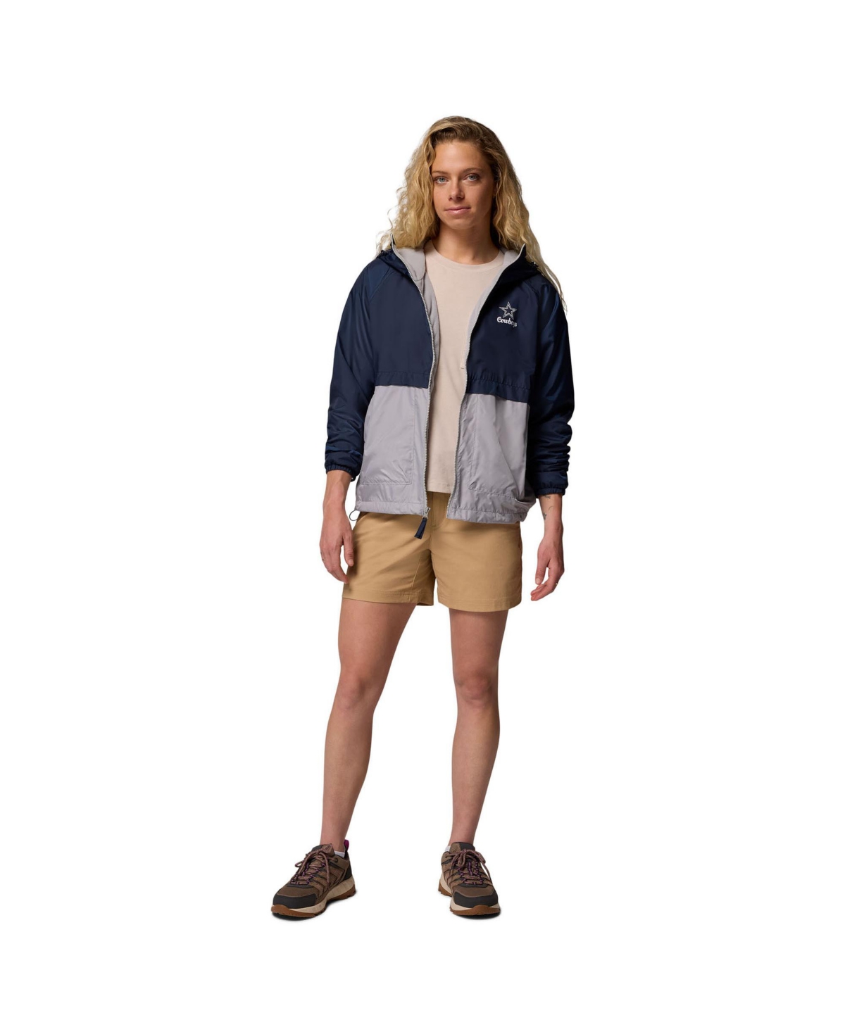 Columbia Women's Navy/gray Dallas Cowboys Spire Hoodie Windbreaker Jacket In Blue