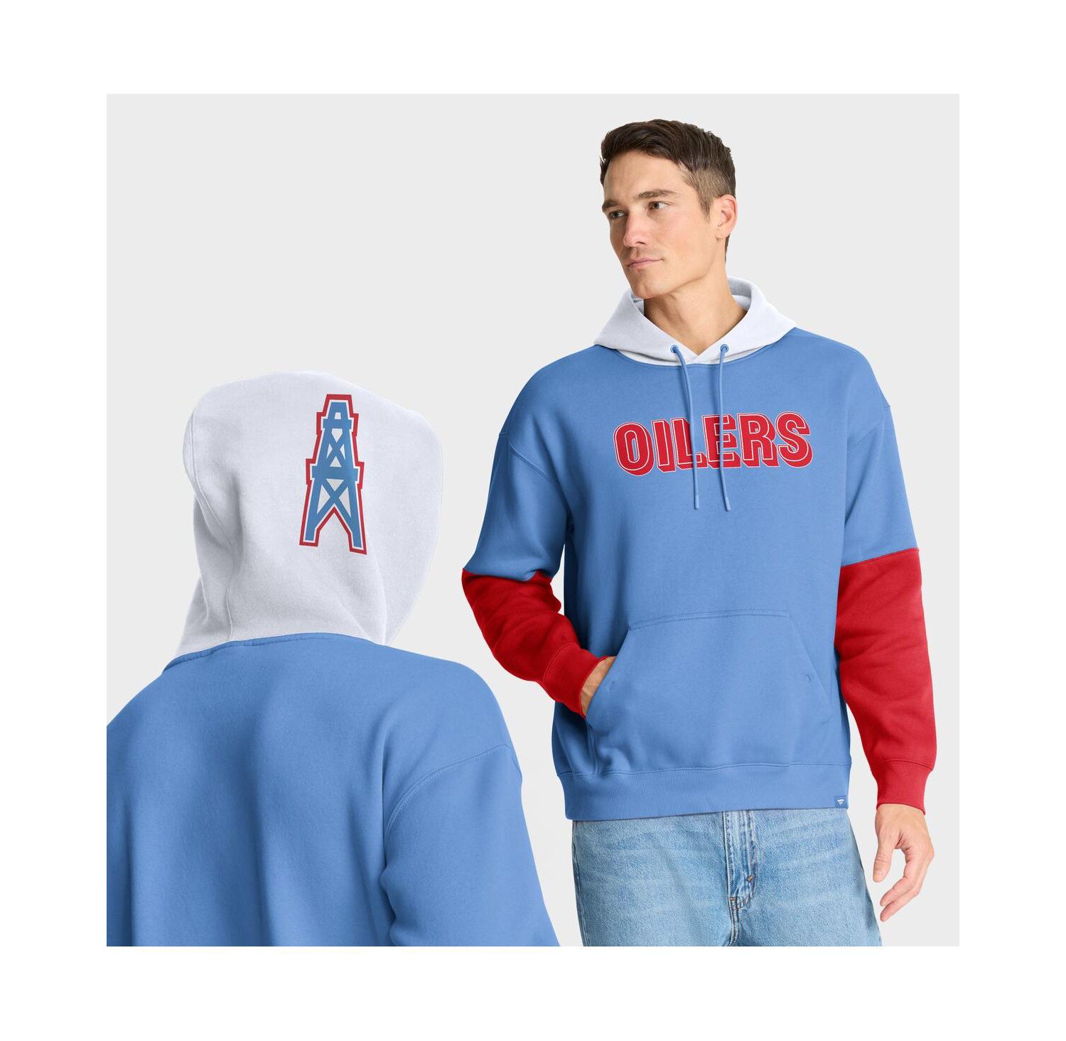 Men's Light Blue Tennessee Titans Helmet Retro Pullover Hoodie