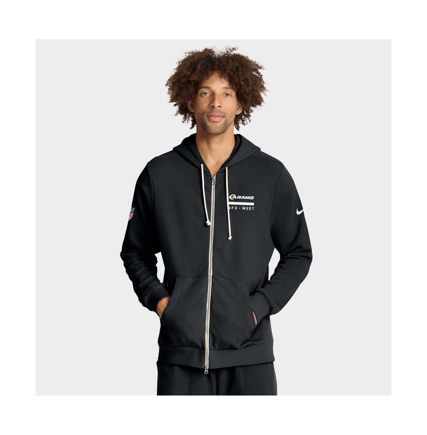 Мужское худи Nike Black Los Angeles Rams Sideline Standard Issue Utility Player Dri-FIT Full-Zip — фото 1