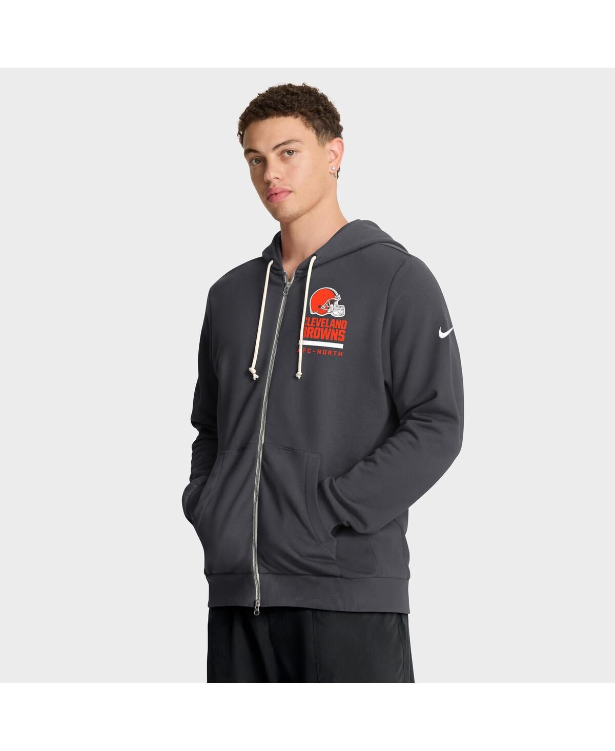 Мужская толстовка с капюшоном Dri-FIT на молнии цвета антрацита Cleveland Browns Sideline Standard Issue Utility Player