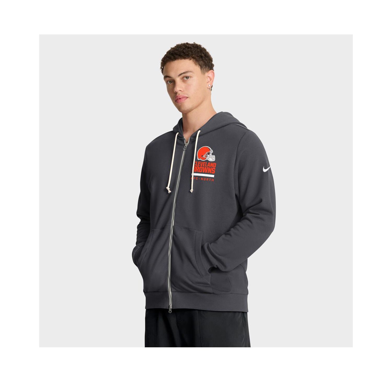 Men's Anthracite Cleveland Browns Sideline Standard Issue Utility Player Dri-FIT Full-Zip Hoodie