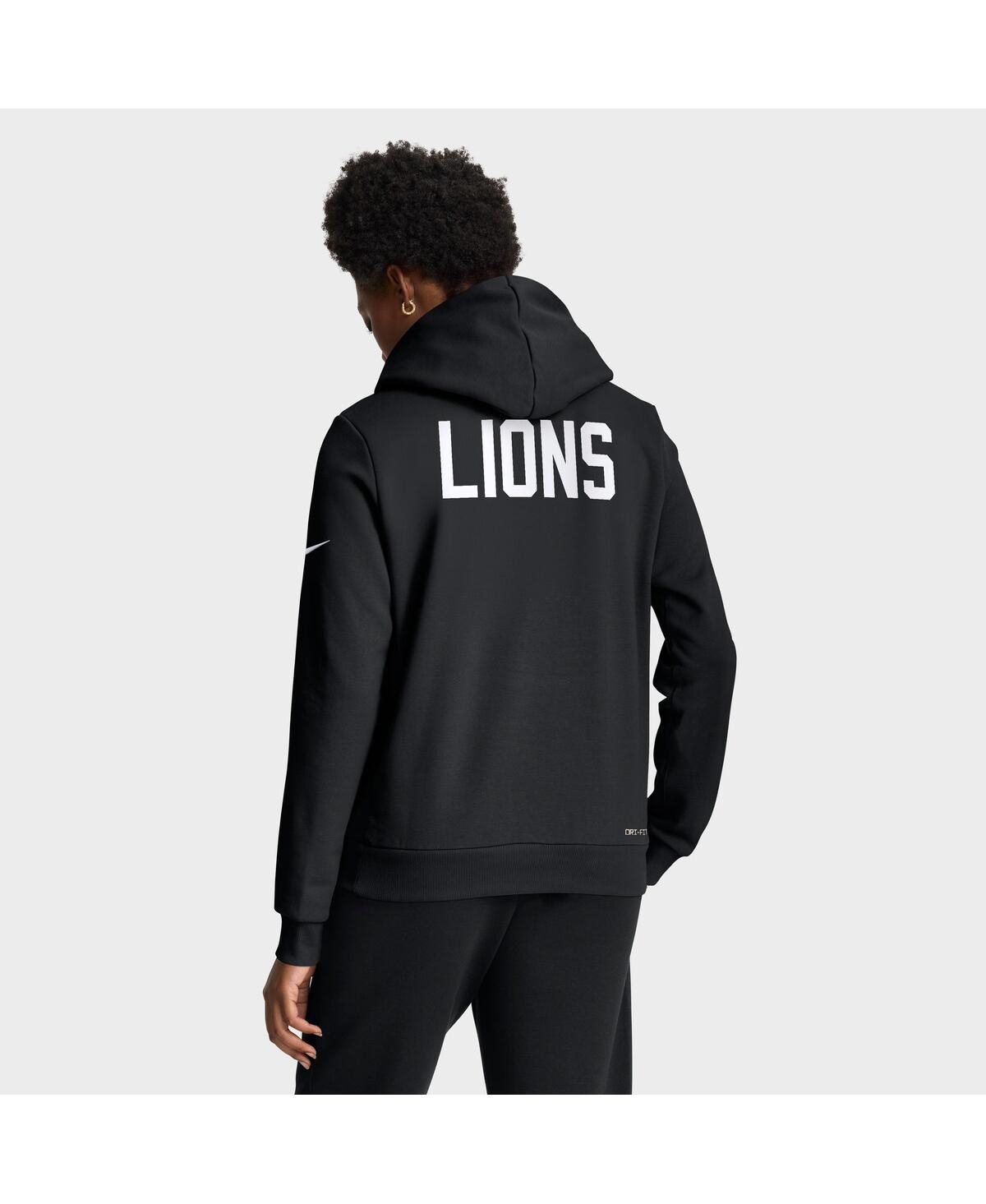 Nike Women's Black Detroit Lions Throwback Sideline Standard Issue Dri-fit Hoodie In Black