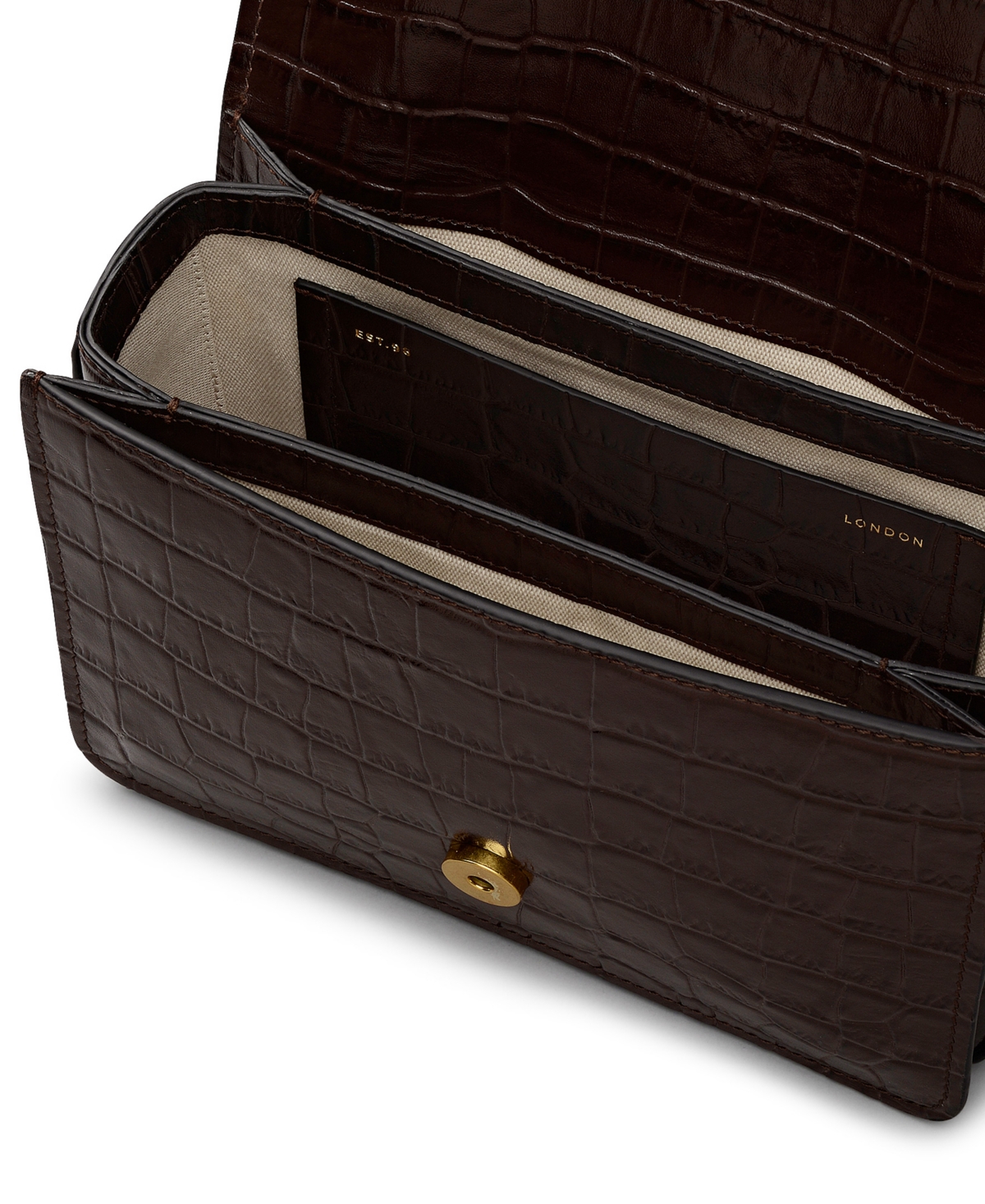 Radley London The Belsize Croc Small Flapover Shoulder Bag In Brown