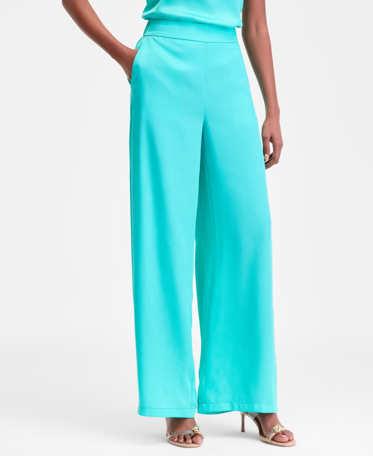 Inc International Concepts Women's High-rise Satin Palazzo Pants, Exclusively At Macy's In Blue