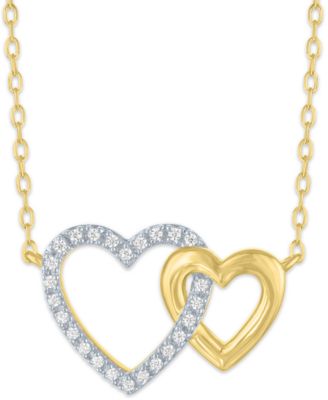 2-Pc. Diamond Pendant Necklace and Earrings Set (1/6 ct. t.w.) in 14k Yellow Gold Over Sterling Silver
